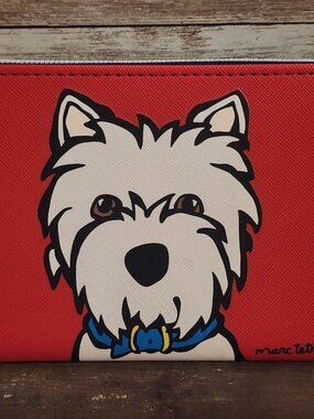 Marc tetro Westie Red Zip Around Checkbook Wallet New Without Tag